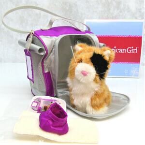 American Girl PET CARRIER Travel Luggage Tag Blanket Bowl FREE Ginger Cat BOX